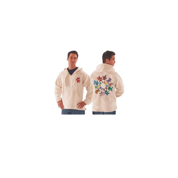 Grateful Dead Dancing Bears Swirl Baja Hoodie M Cotton Multicolor Unisex Retro - Picture 1 of 13